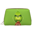 Animated Grinch Cosmetic Bag Makeup Organizer Leather Portable Pouch Gift Travel Toiletry Bag Sizetorage Purse