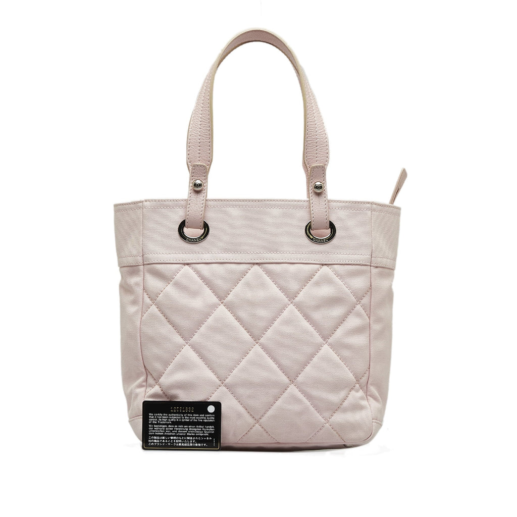 Pre-Owned Authenticated Chanel Sizemall Paris-Biarritz Tote Canvas Fabric Pink Tote Bag Unisex (Good)