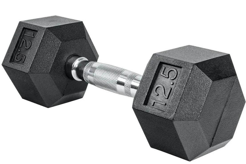French Fitness Rubber Coated Hex Dumbbell Sizeet 2.5-22.5 lbs - 5 Pair (New)