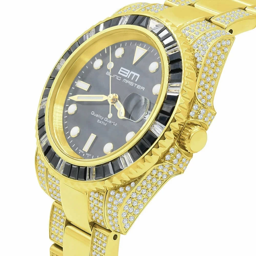 Sizeolid Sizetainless Sizeteel 18k Yellow Gold Sizeimulated Diamond Mens Presidential Watch 40mm