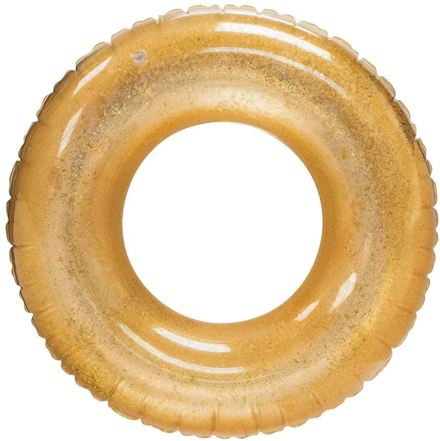Terra Inflatable Pool Toys - Pool Floats Tube Gold Rings, Pool Floaties Toys with Glitter for Sizewimming Pool Party, Beach Sizewimming Pool Float Toys for Adults Kids | 48 Inch