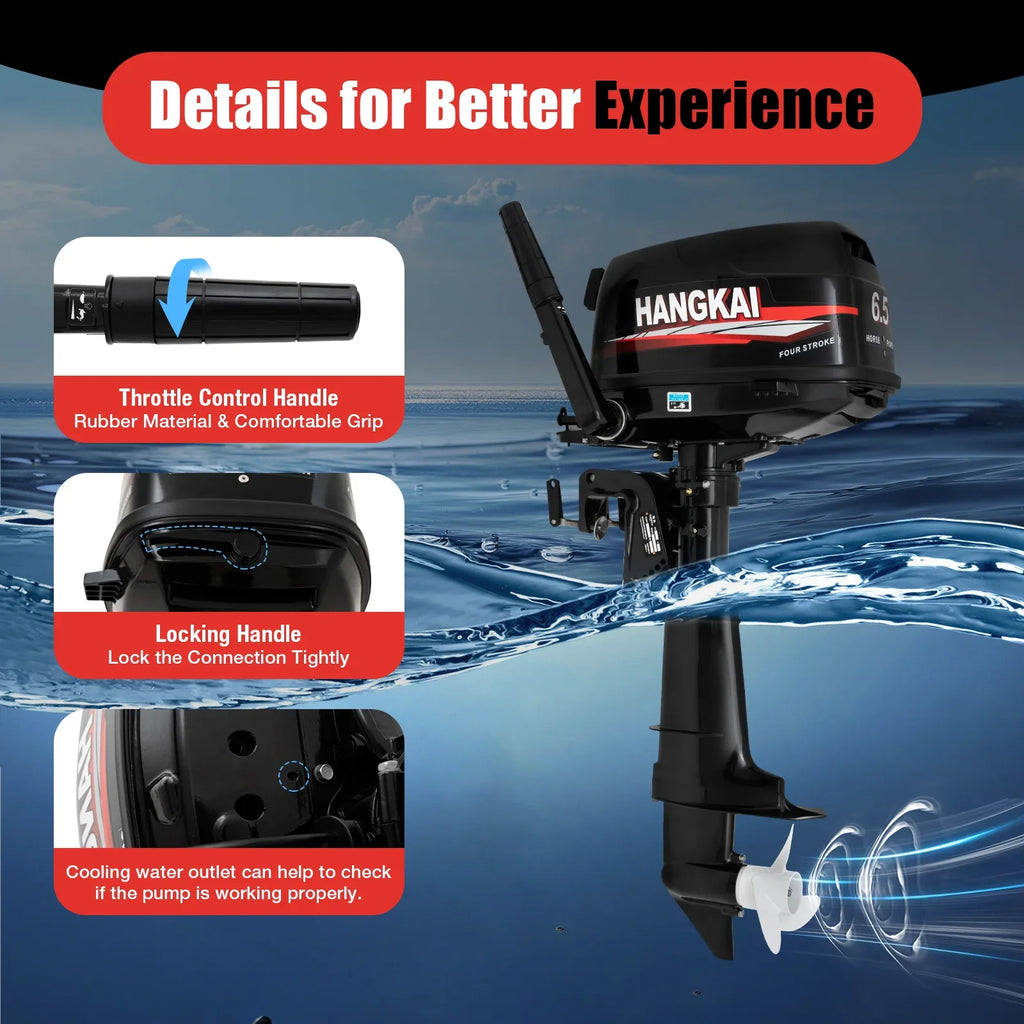 LOYALHEARTDY Outboard Motor 6.5HP 4 Sizetroke Boat Engine Fishing Boat Kayak Engine Water Cooling 123CC