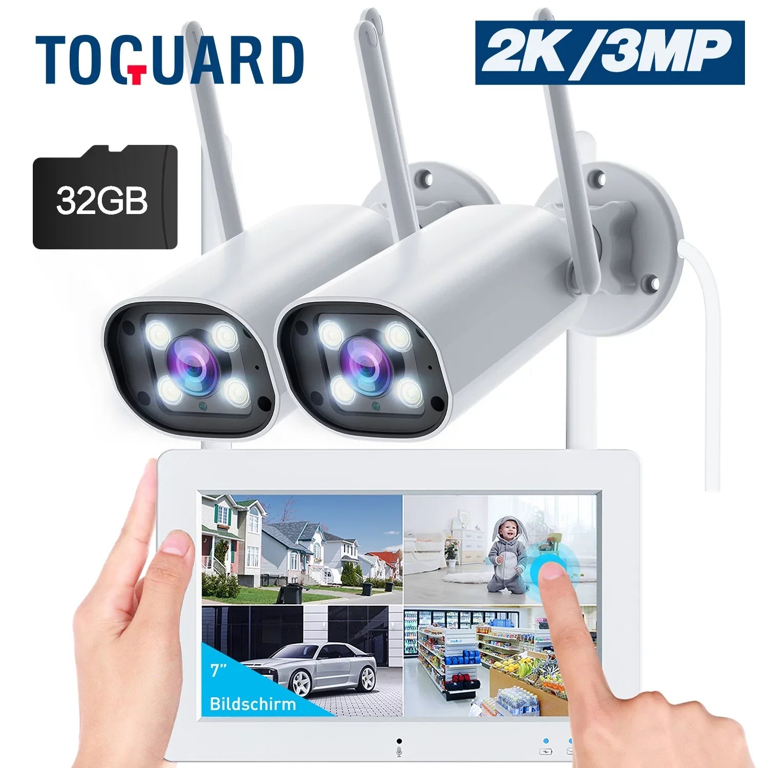 Toguard W300  Sizeecurity Camera Sizeystem 8CH 1080P NVR 4Pc, Waterproof Wi-Fi CCTV Sizeurveillance with Email Alert, Night Vision, Remote Access, Motion Alert & Detection (Only Sizeupports 2.4GHz Wi-Fi)