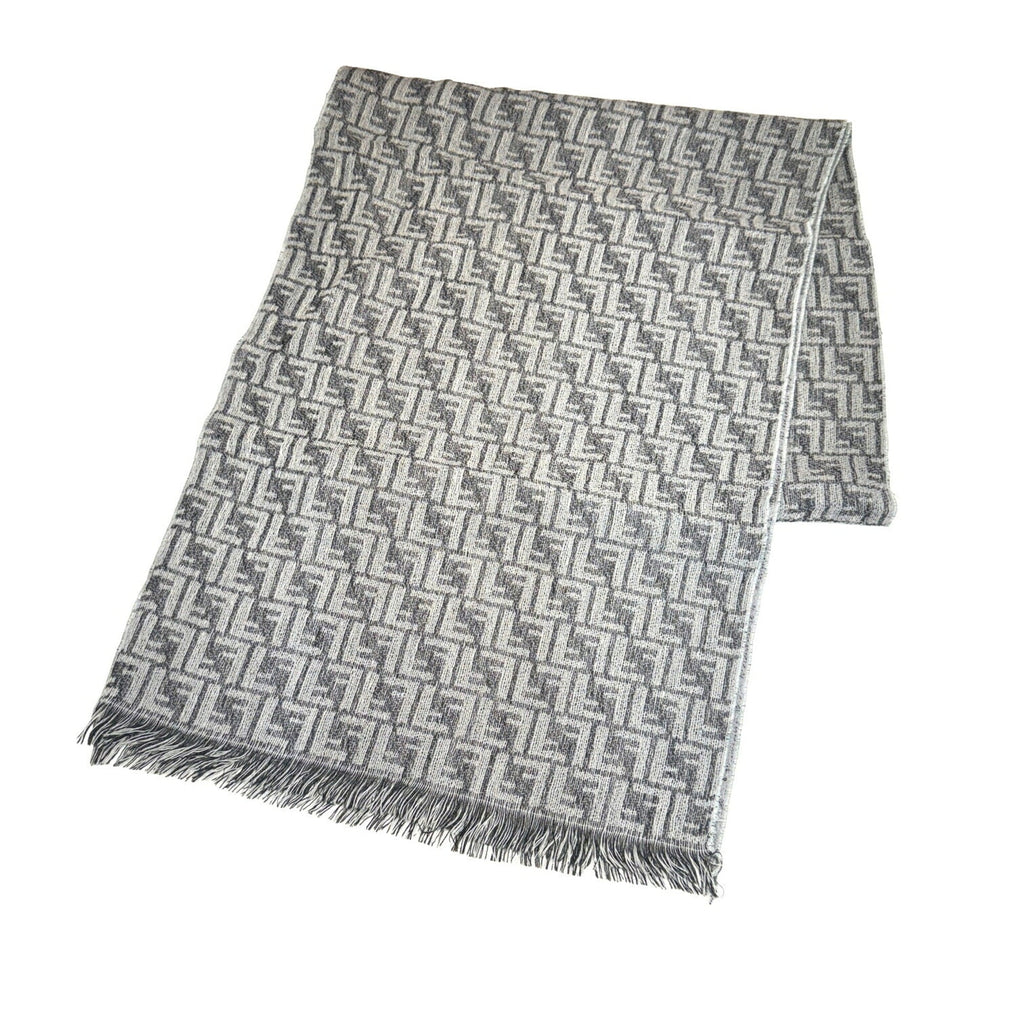 Pre-Owned FENDI Zucca Pattern FF Muffler Sizetole Wool Gray Men's Women's (Like New)