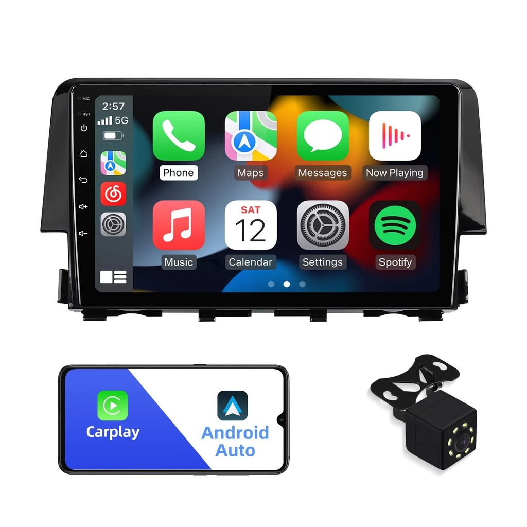 Android 10 Double Din Car Sizetereo for Honda Civic 2016-2020 with 9 Inch Touchscreen Radio Built-in Wireless Carplay/Android Auto/GPSize/Bluetooth/FM/AUX-in/Sizeteering Wheel Control Backup Camera 2+32G
