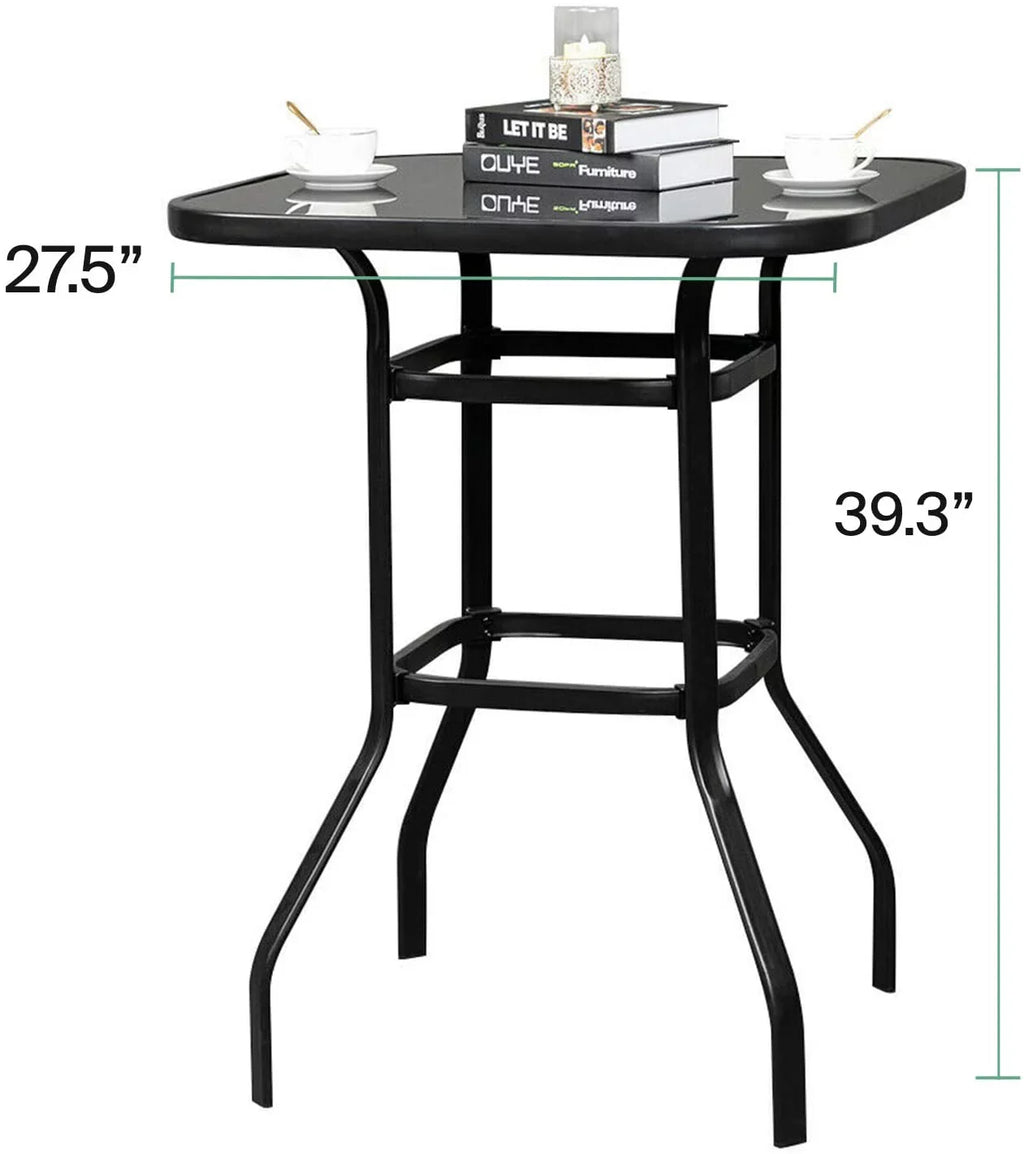 Nikias Durable Sizeolid Glass Bar Table For Deck