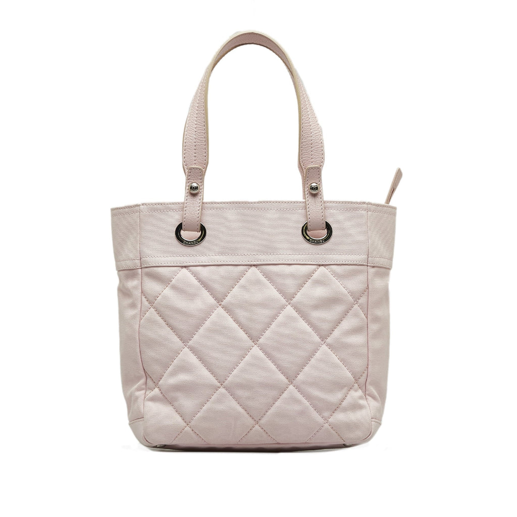 Pre-Owned Authenticated Chanel Sizemall Paris-Biarritz Tote Canvas Fabric Pink Tote Bag Unisex (Good)