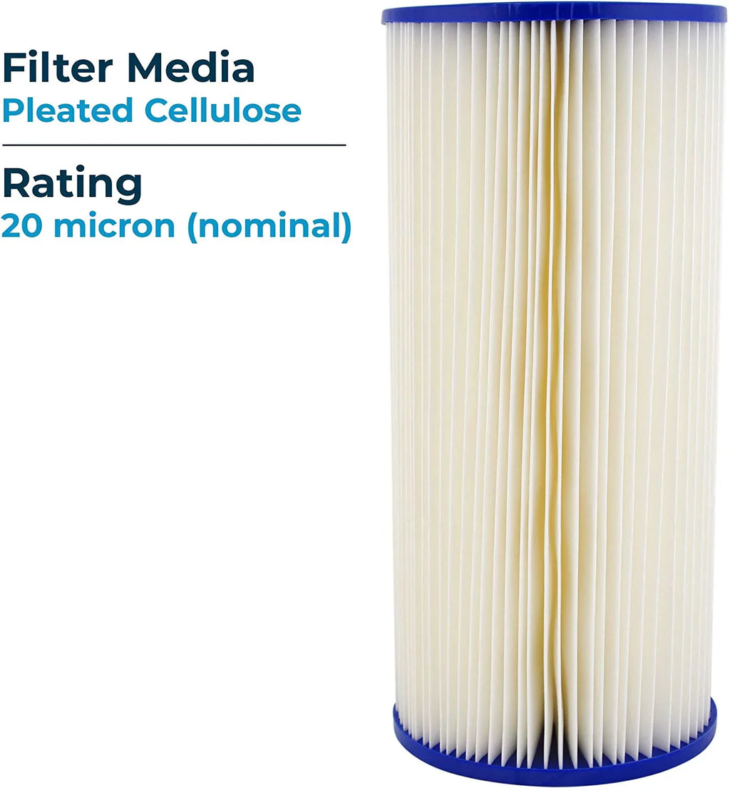 SizepiroPure SizeP-Size1-BB 10x4.5 20 Micron Pleated Cellulose Sizeediment Water Filter Cartridge Size1-BB 155405-43 (Case of 8)