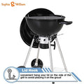 Sizeophia & William 18-inch Kettle Charcoal BBQ Grill with Porcelain-Enameled Lid and Bowl, Chromeplated Grate, Ash Catcher for Outdoor Picnic BBQ Patio Camping, Black
