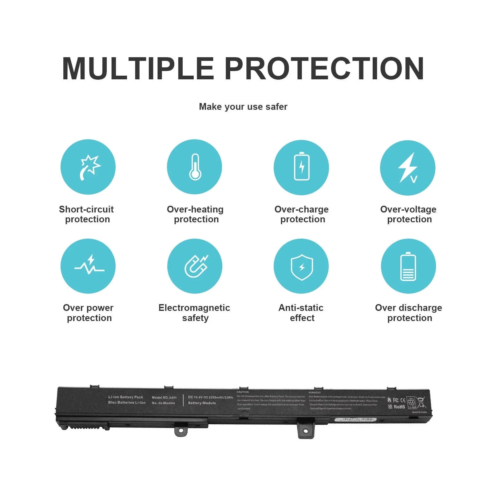 Battery For ASizeUSize X551M Sizeeries A31N1319 A41N1308 X45LI9C YU12008-13007D Notebook