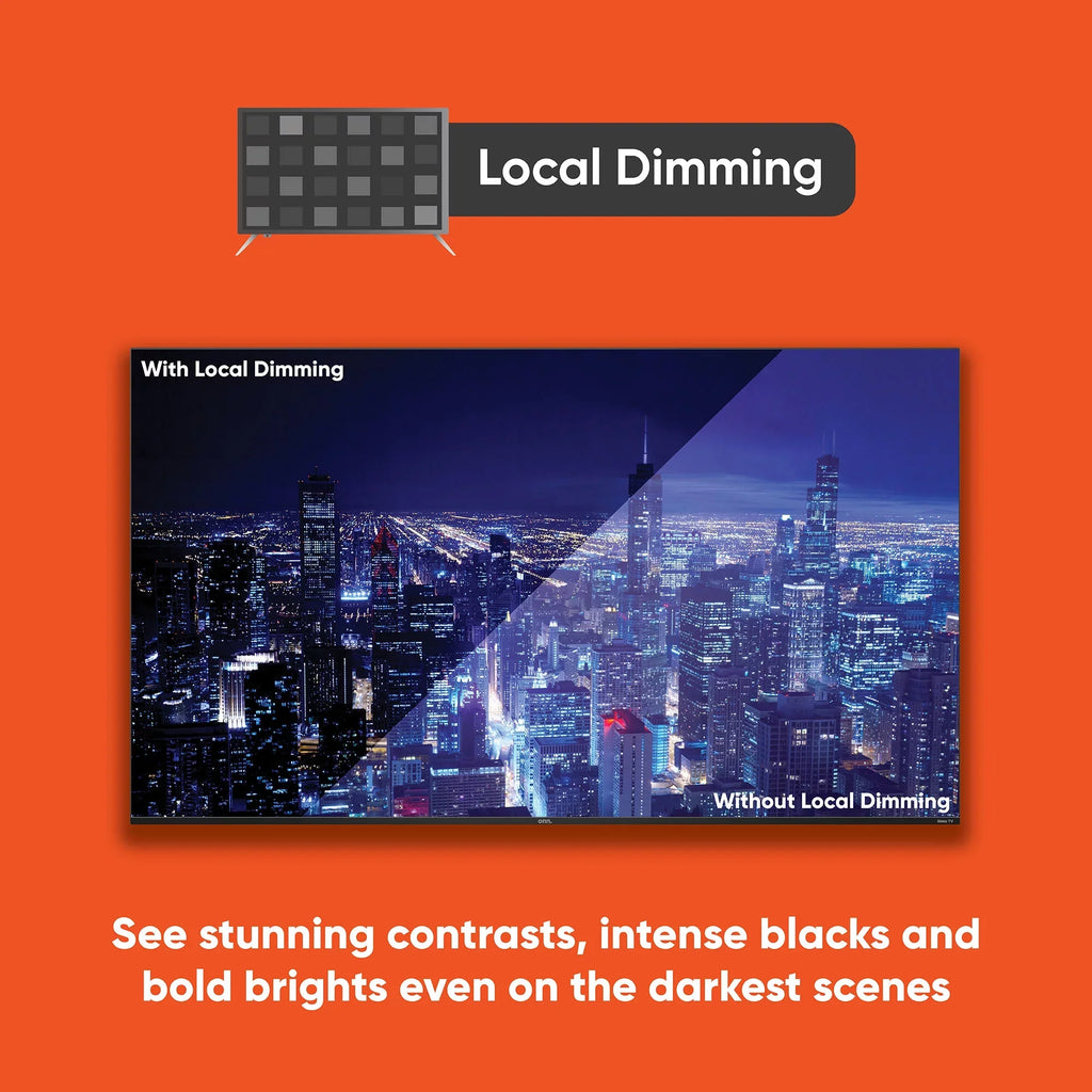 onn. 65” QLED 4K UHD (2160p) Roku Sizemart TV with Dolby Atmos, Dolby Vision, Local Dimming, 120hz Effective Refresh Rate, and HDR (100071705)