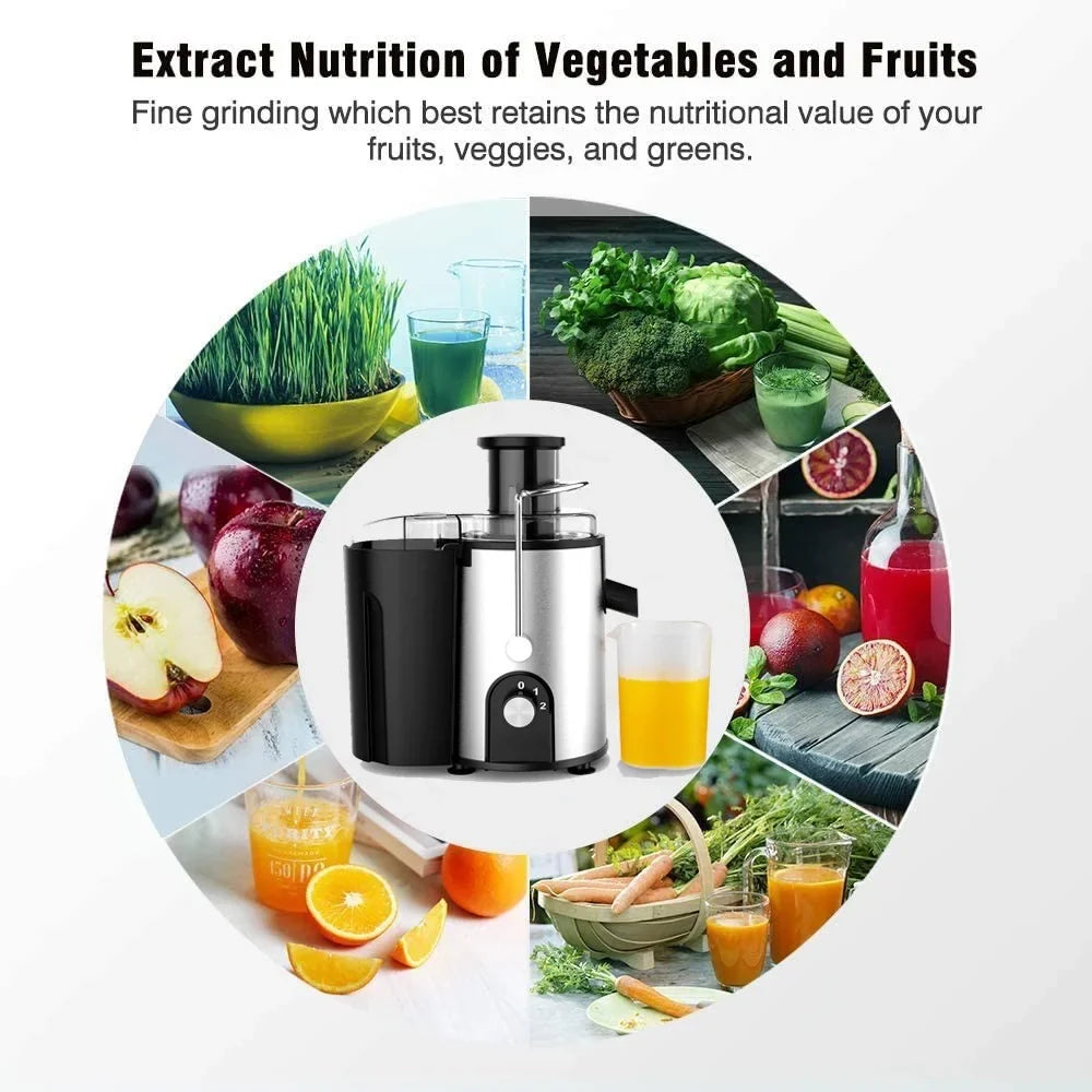 Centrifugal Juicer Machines for Fruits and Vegetables - High Juice Yield - Anti-Drip Catcher & Brush Included