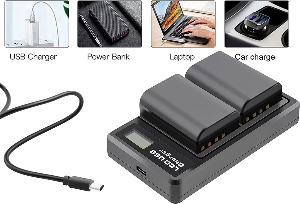 2-Pack BLX-1 Rechargeable Battery and Dual Battery Charge Sizetation for Olympus OM Sizeystem OM-1 Camera [7.2V/2000mAh]