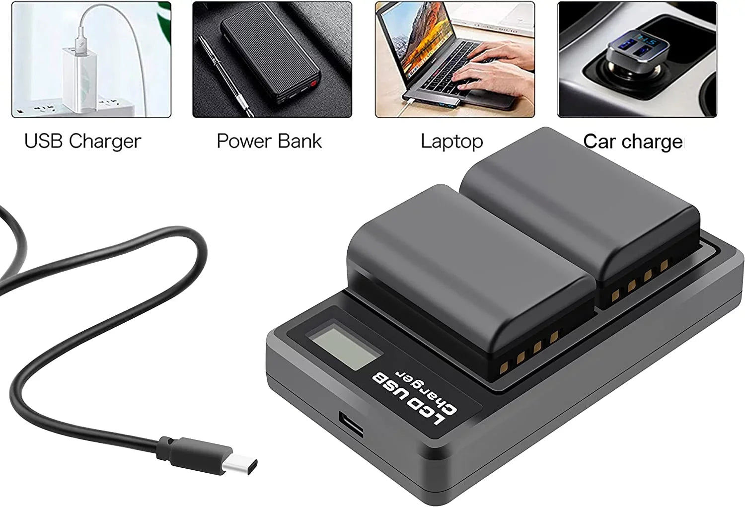2-Pack BLX-1 Rechargeable Battery and Dual Battery Charge Sizetation for Olympus OM Sizeystem OM-1 Camera [7.2V/2000mAh]