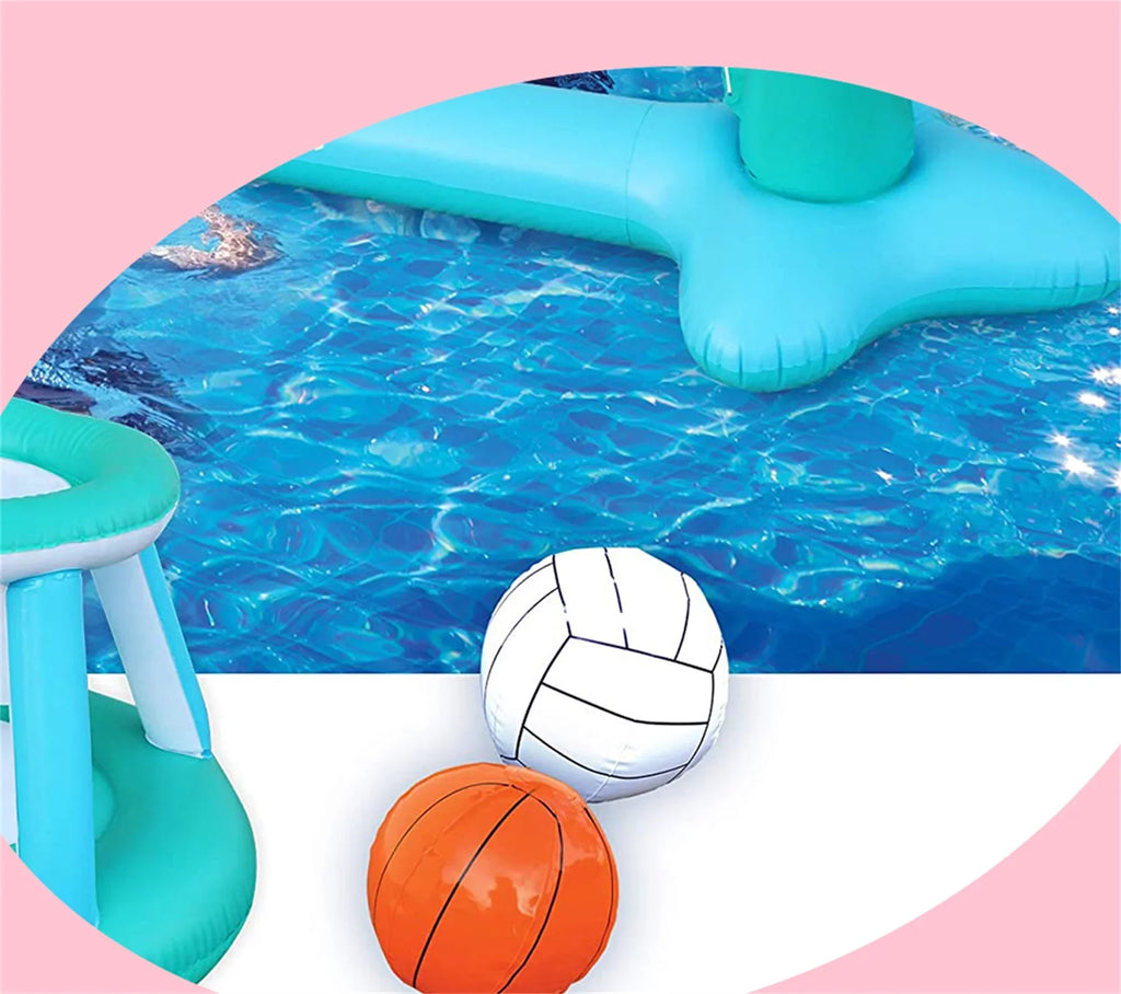 Inflatable Pool Float Sizeet Volleyball Net & Basketball Hoops Balls