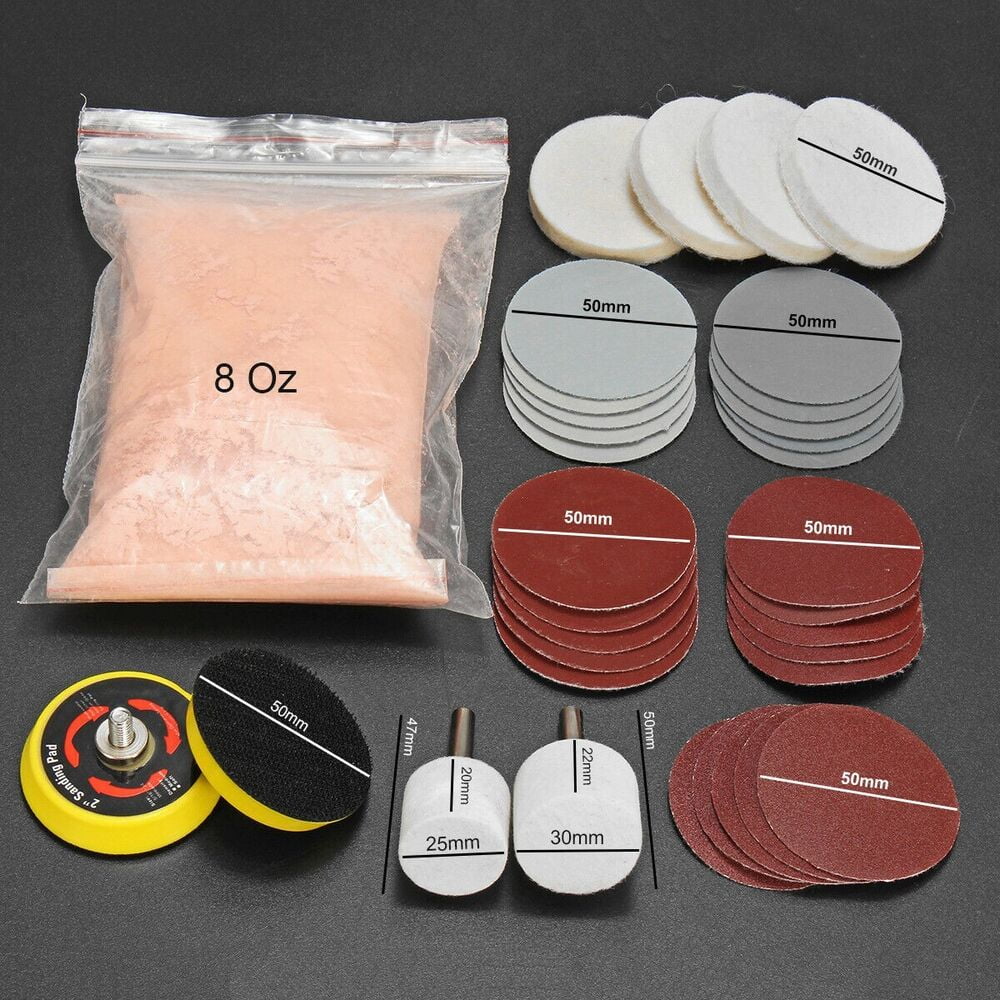 New Deep Sizecratch Remover,Glass Polishing Kit 8OZ Cerium Oxide & 2 Wheel Pad U