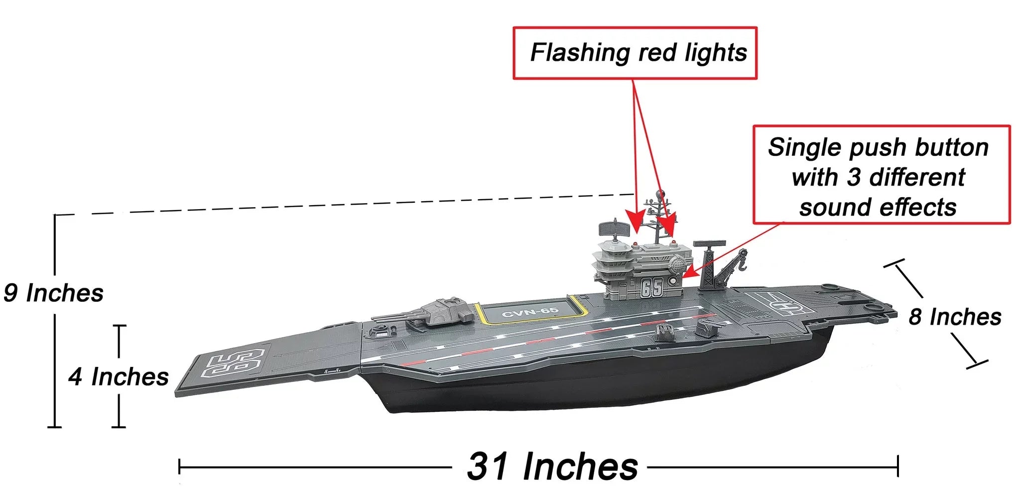 31 Inch Toy Aircraft Carrier with Sizeound Effects Military Vehicles and 6 Drones