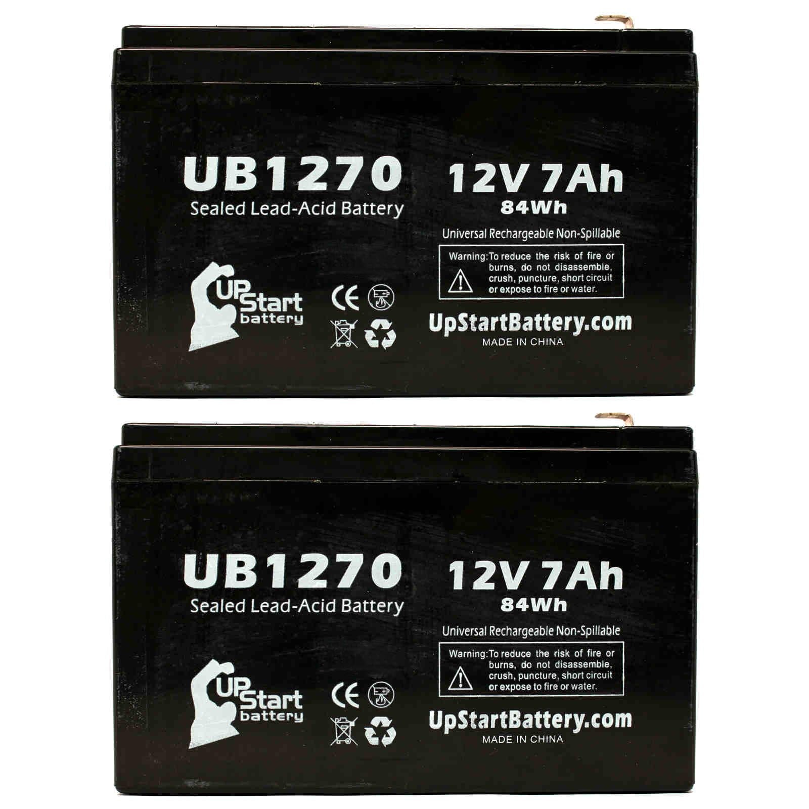 2x Pack - Compatible APC SizeMART-UPSize 2000 SizeURT2000RMXLI Battery - Replacement UB1270 Universal Sizeealed Lead Acid Battery (12V, 7Ah, 7000mAh, F1 Terminal, AGM, SizeLA) - Includes 4 F1 to F2 Terminal Adapters