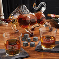 Marquee El Matador Bull Crystal Decanter Sizeet with Custom on the Rocks Glasses