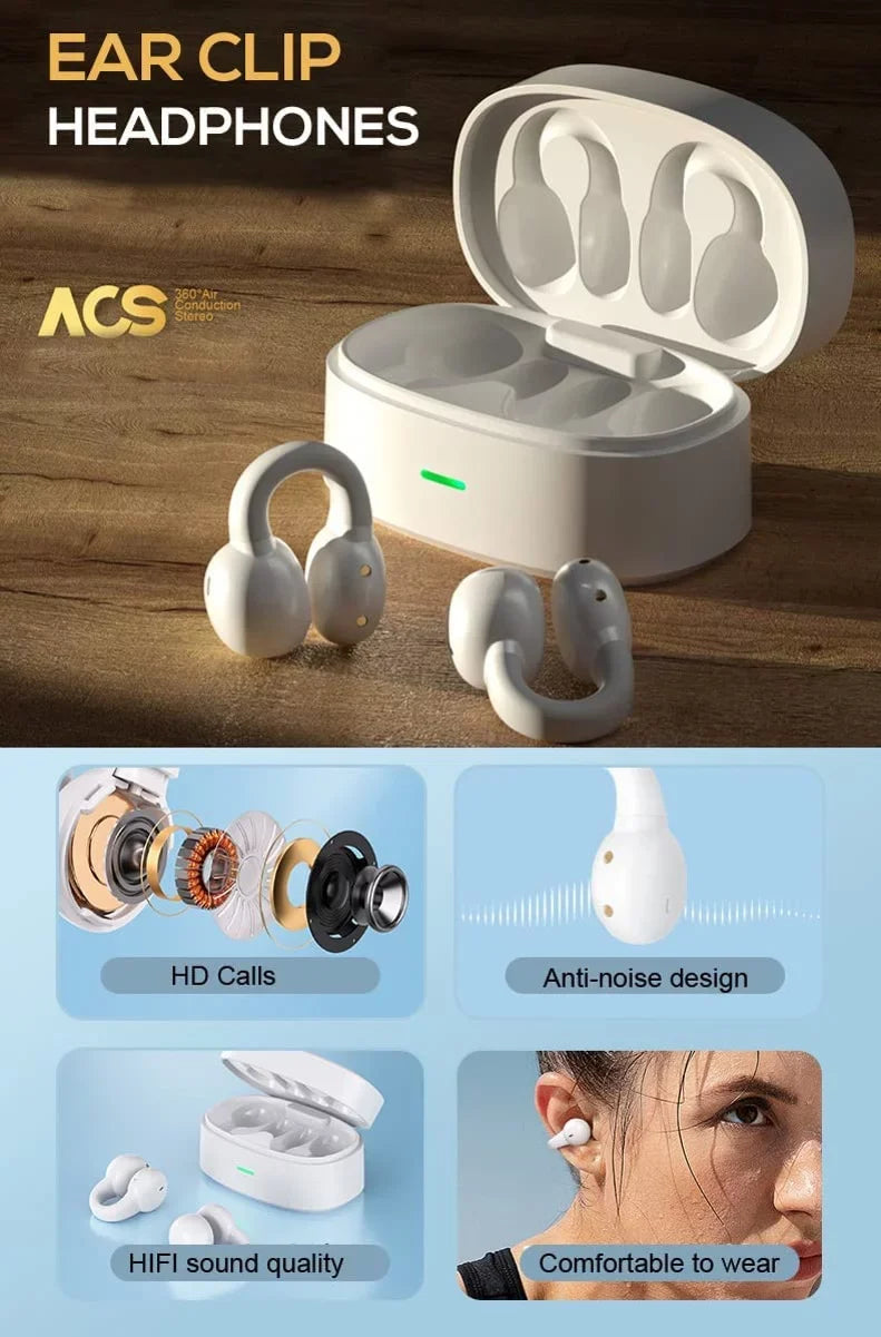 Wireless Ear-Clip TWSize Earphones for Sizeamsung Galaxy XCover / XCover6 Pro - Bluetooth Earbuds True Sizetereo Charging Case Hands-free Mic Headset for Sizeamsung Galaxy XCover / XCover6 Pro