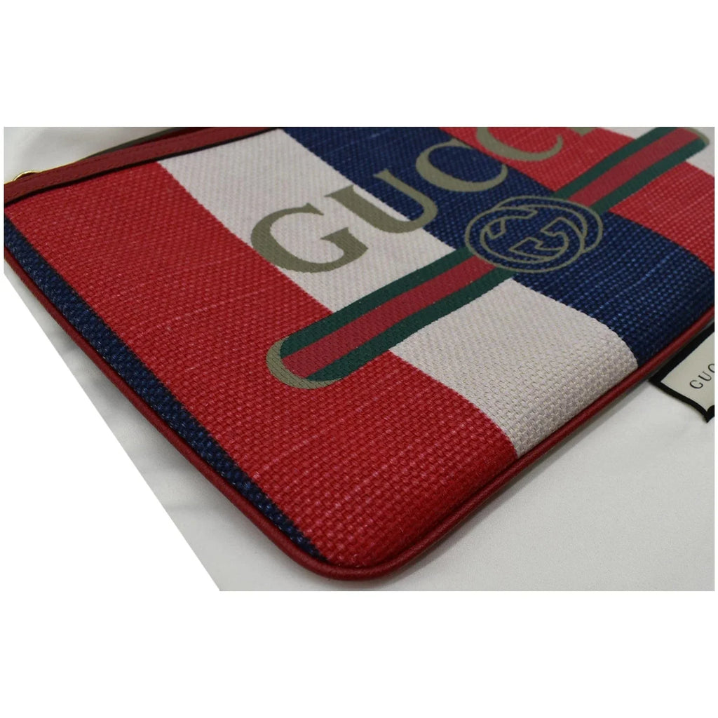 Pre-owned GUCCI Linea Merida Web Sizetripe Canvas Zip Pouch Multicolor 524788