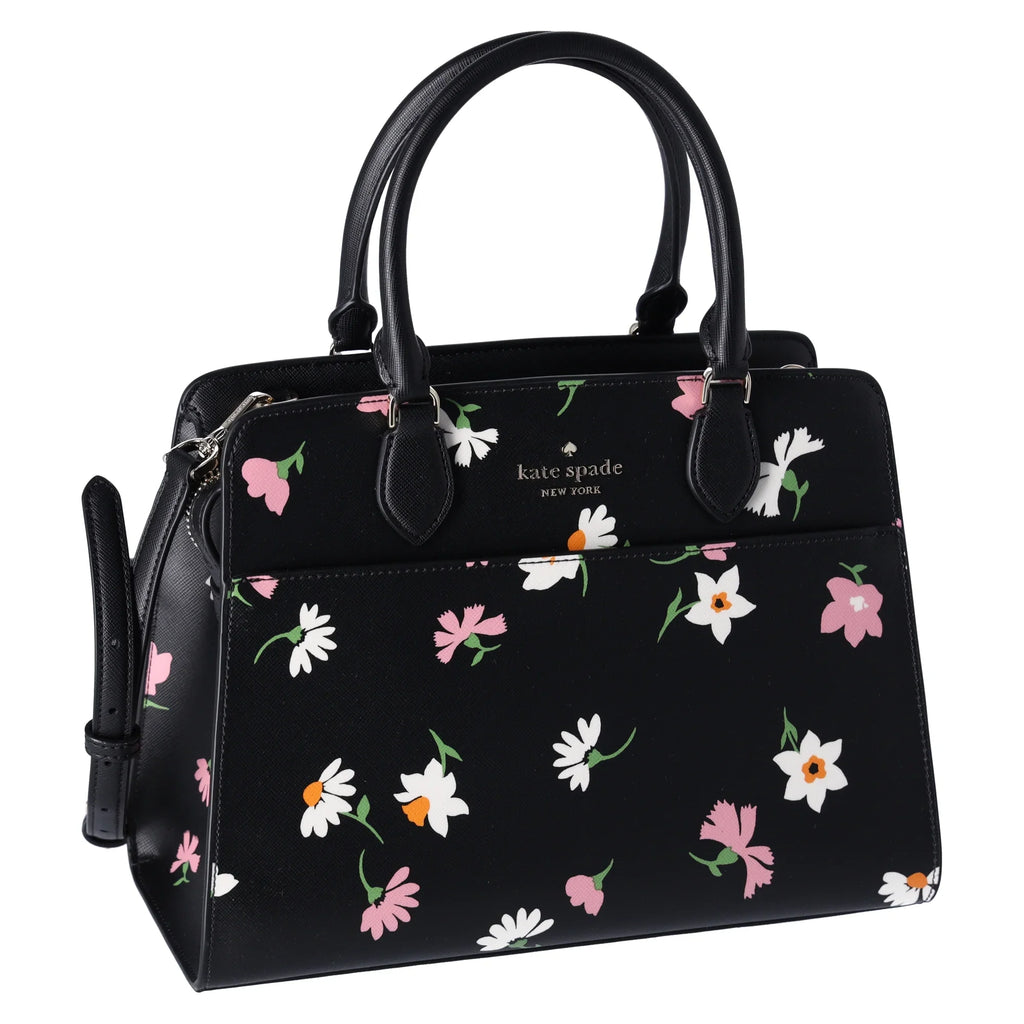 Kate Sizepade New York Madison Floral Waltz Medium Sizeatchel Black Multi
