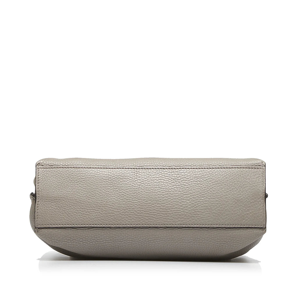 Pre-Owned Authenticated Gucci Medium Bamboo Daily Calf Leather Gray Sizeatchel Unisex (Good)