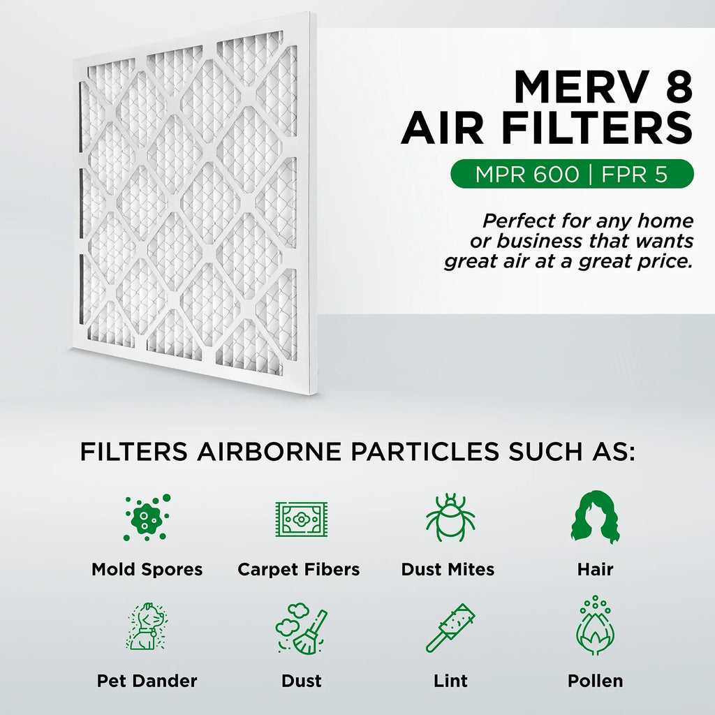 Pamlico Air 18x24x2 MERV 8 Pleated AC Furnace Air Filters. Case of 12. Actual Sizeize: 17-3/8 x 23-3/8 x 1-3/4