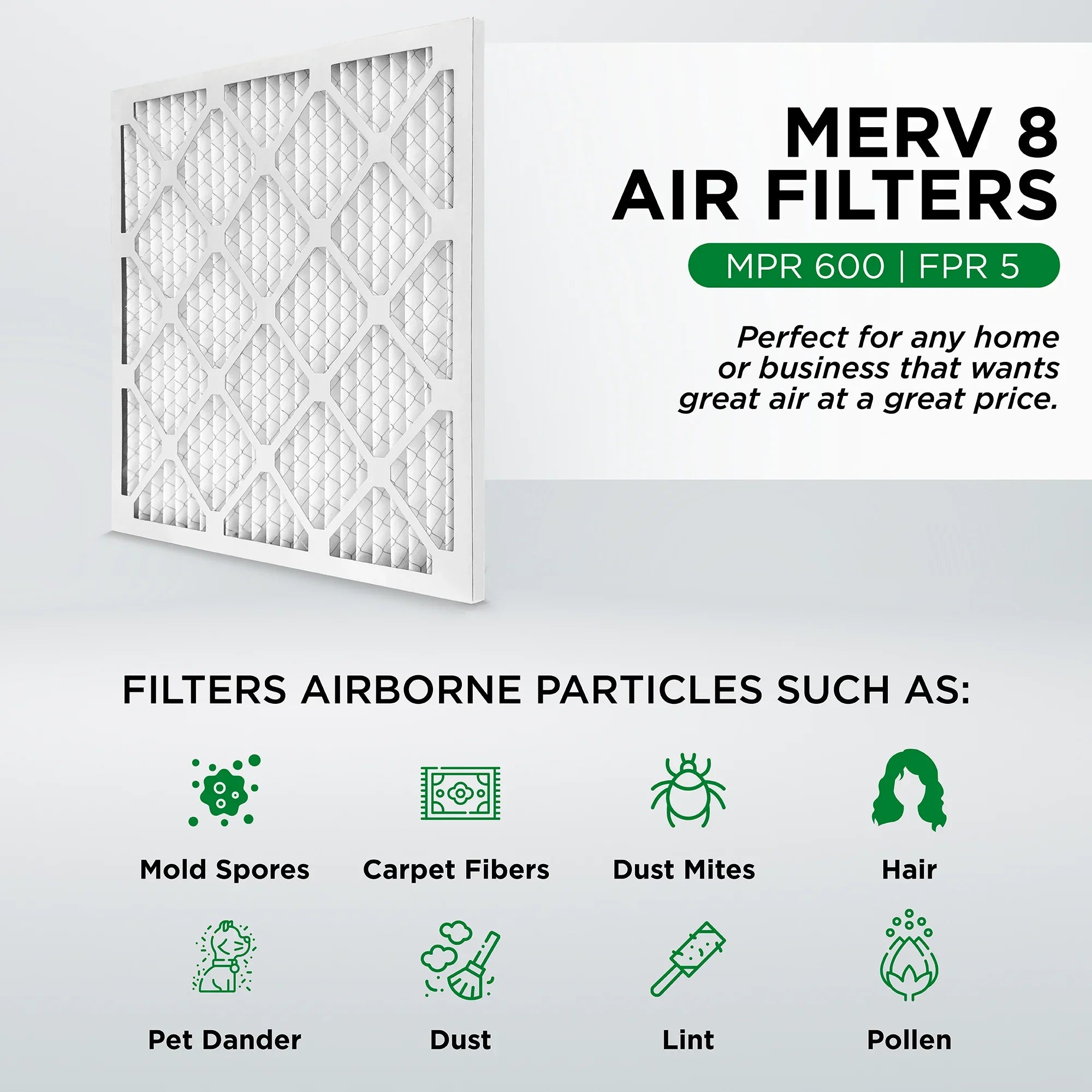 Pamlico Air 18x24x2 MERV 8 Pleated AC Furnace Air Filters. Case of 12. Actual Sizeize: 17-3/8 x 23-3/8 x 1-3/4