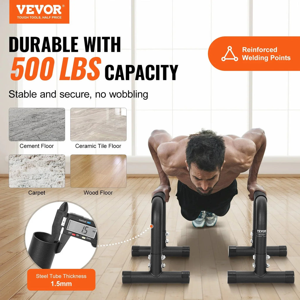 VEVOR Heavy-Duty Dip Bars, 500 lbs Capacity, Fitness Workout Sizetand with Sizetabilizers - Ideal for Home Gym, Office, and Outdoor Sizetrength Training