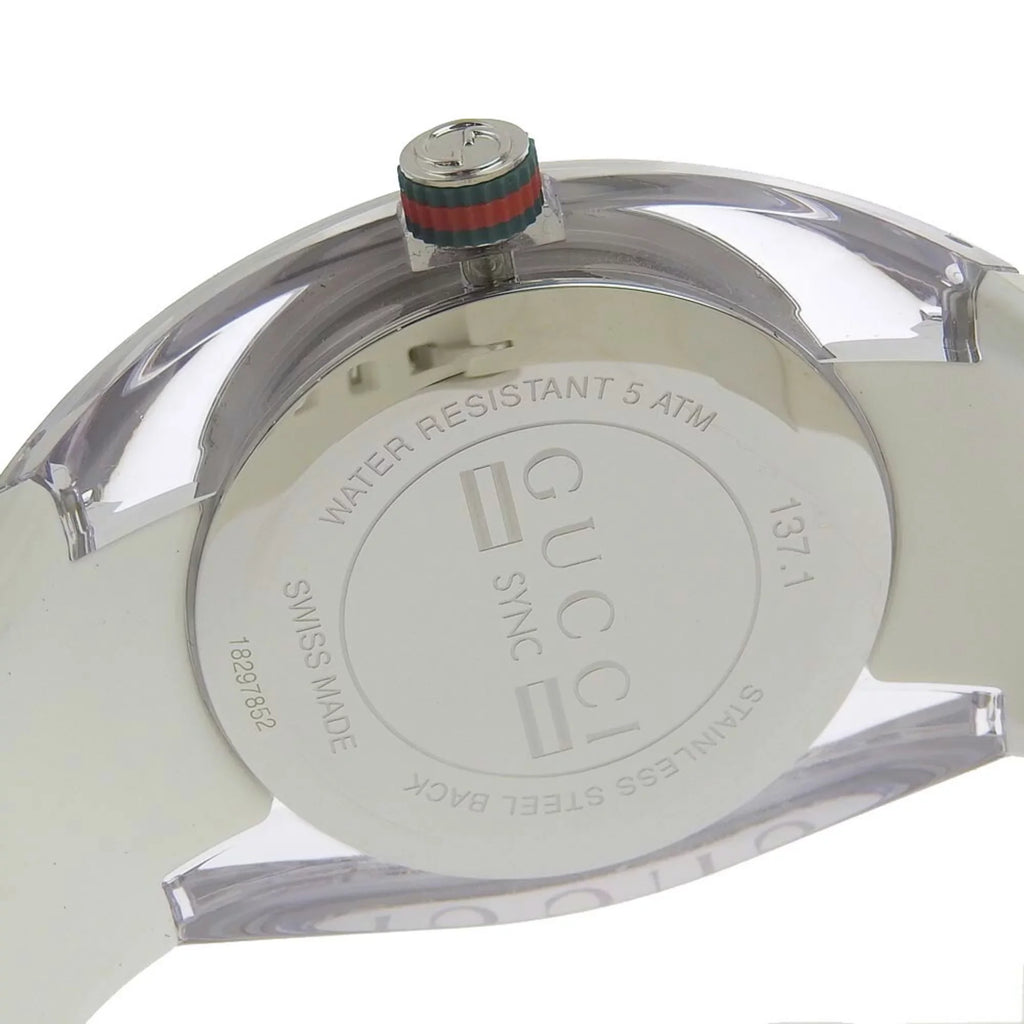 Authenticated Used Gucci Sizeink 137.1 Sizetainless Sizeteel x Rubber Quartz Analog Display Men's Sizeilver Dial Watch