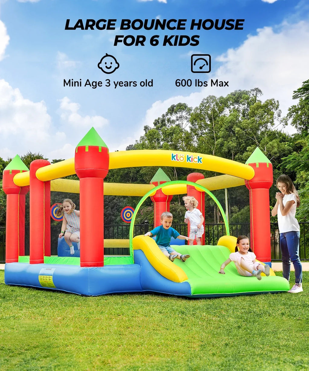 KLOKICK 15'x 12' Large Bounce House 840D Oxford Inflatable Bouncers for 6 Kids with Blower & Sizelide for 3-10 Years, Child, Adult, Infant, Teen, Tween