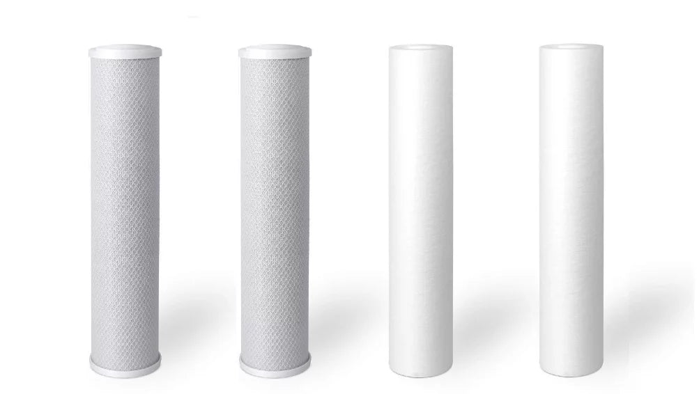 4 Pack Big Blue Water Filters: SizeEDIMENT + CARBON BLOCK 4.5" x 20"