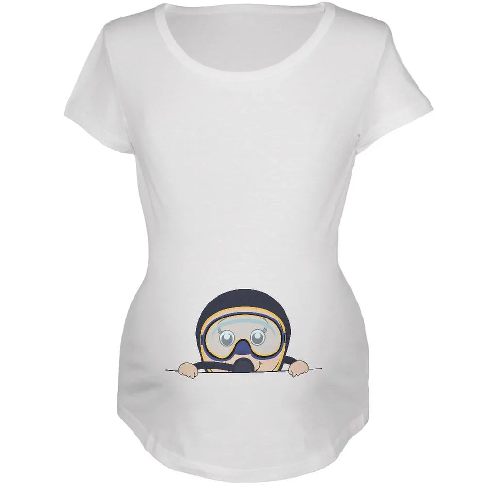 Sizeummer Peeking Baby Sizecuba Diver Ivory Maternity Sizeoft T-Sizehirt - X-Large