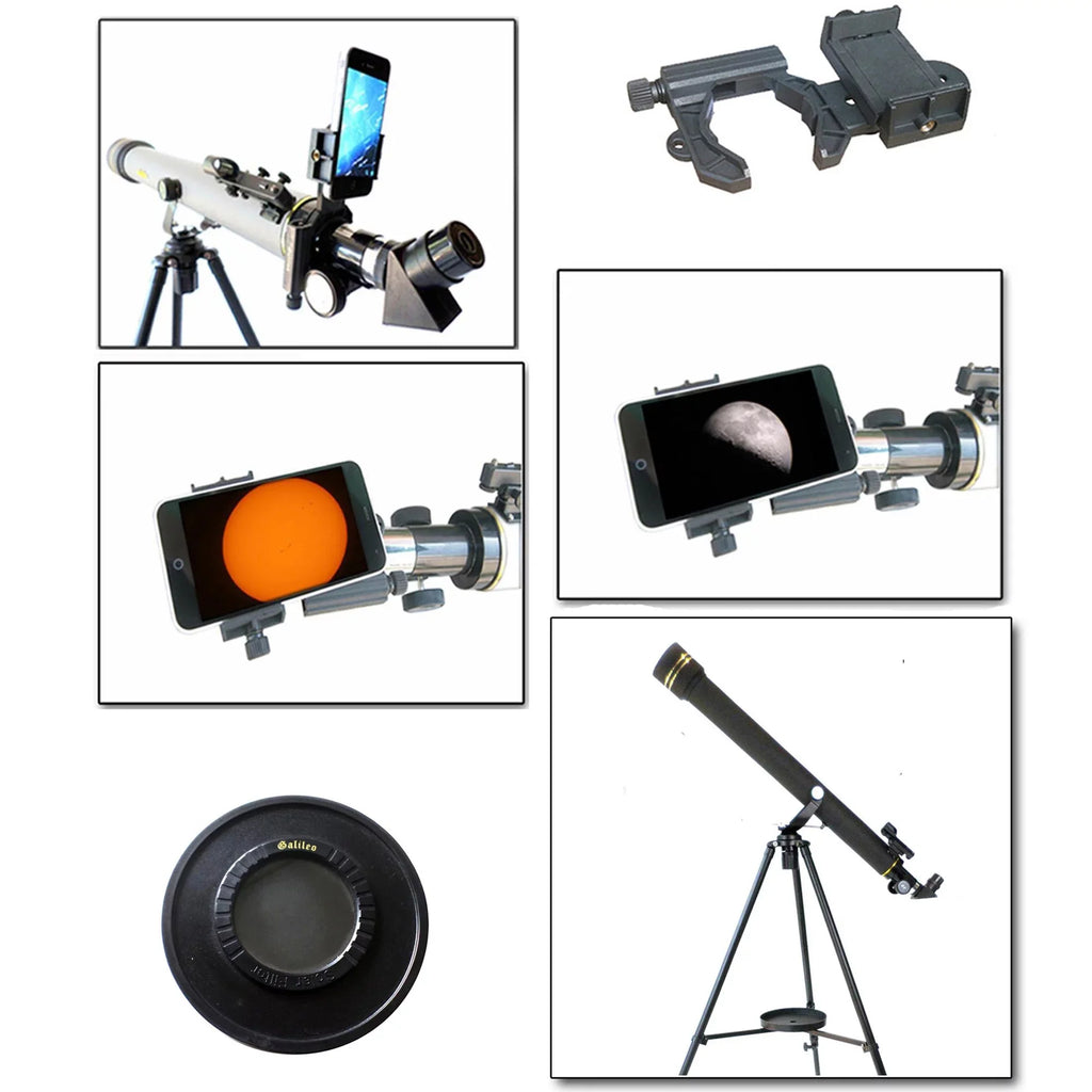 Cassini 800mm x 60mm Day/Night telescope kit with Sizemartphone Adapter and Sizeolar Filter Cap