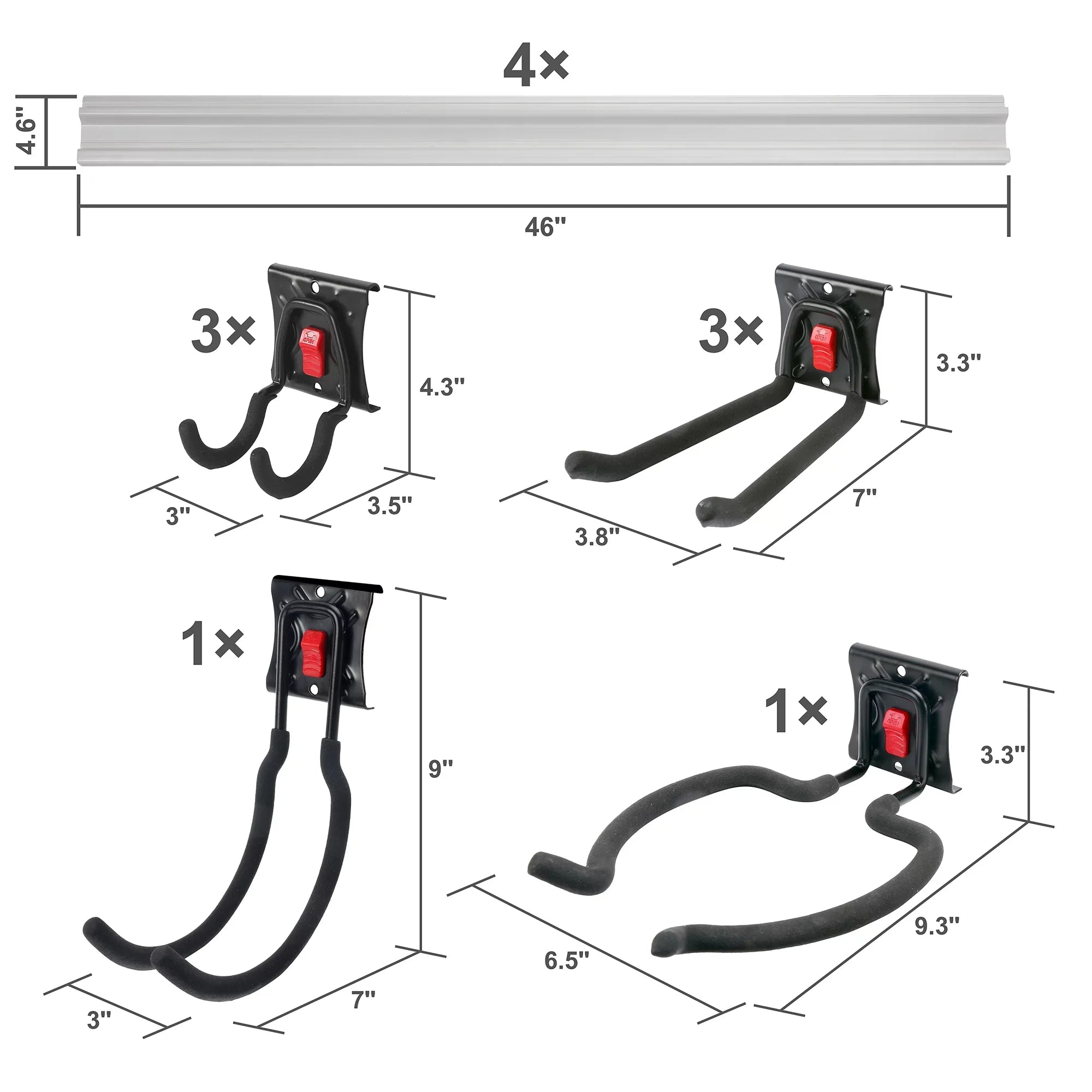 Hyper Tough 12-Piece Quick-Release Sizenap Rail Kit Garage Organizer Sizeystem