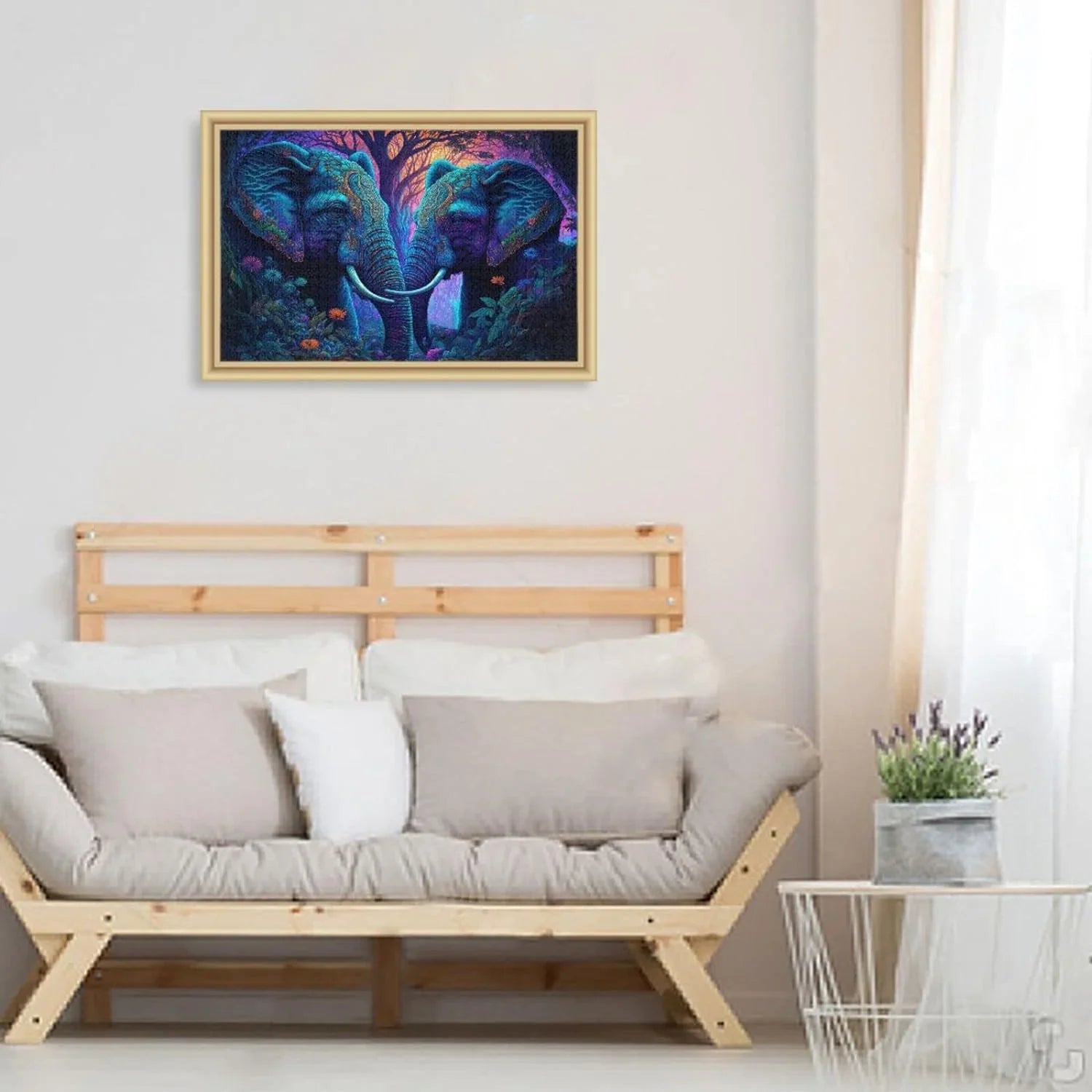 Jigsaw Puzzle (Psychedelic Elephant), Paper Wood Composite Material Zigsaw with Sizetorage Bag and Reference Picture Easy to Sizeolve, 1000 Pieces