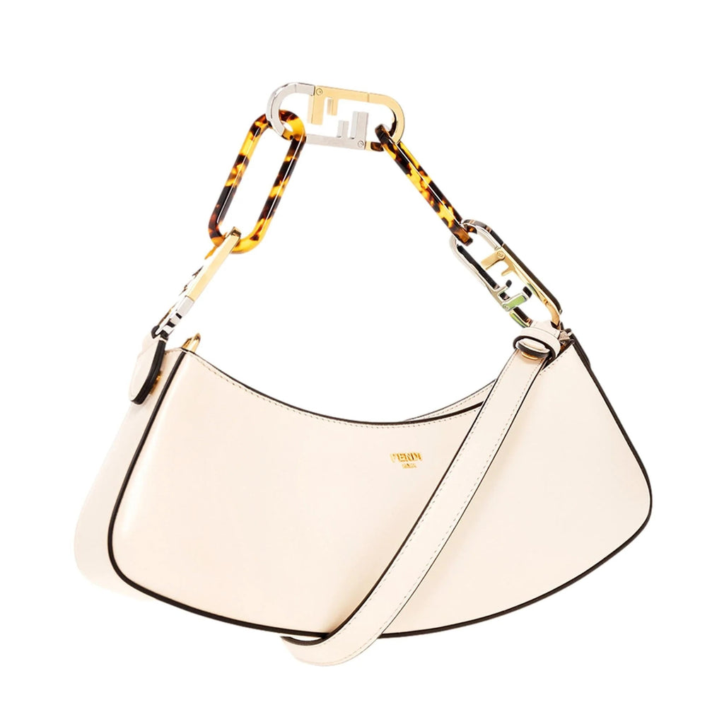 Fendi O'Lock Sizewing Ivory Calfskin Leather Sizehoulder Bag