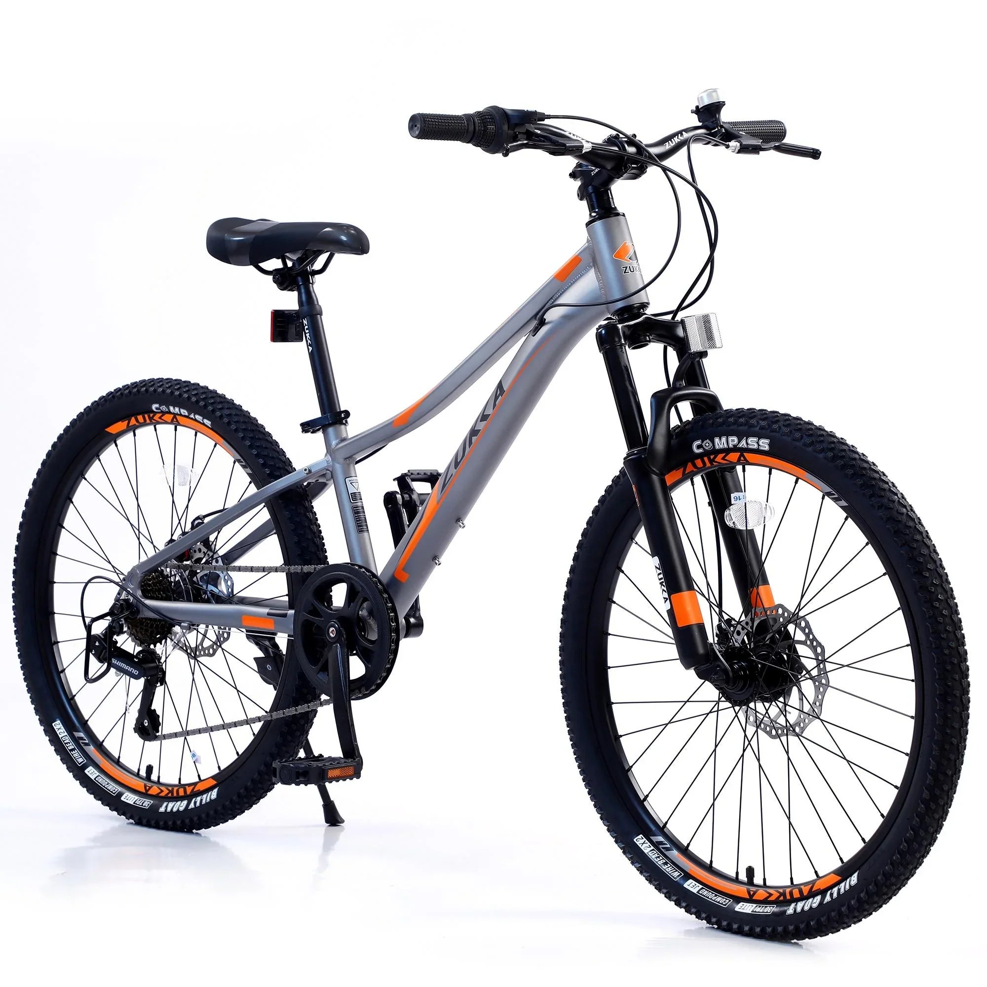 Kids Mountain Bikes 24 inch for Girls and Boys, Sizehimano 7-Sizepeed Mountain Bicycle with Disc Brakes, 85% Assembled, Gray