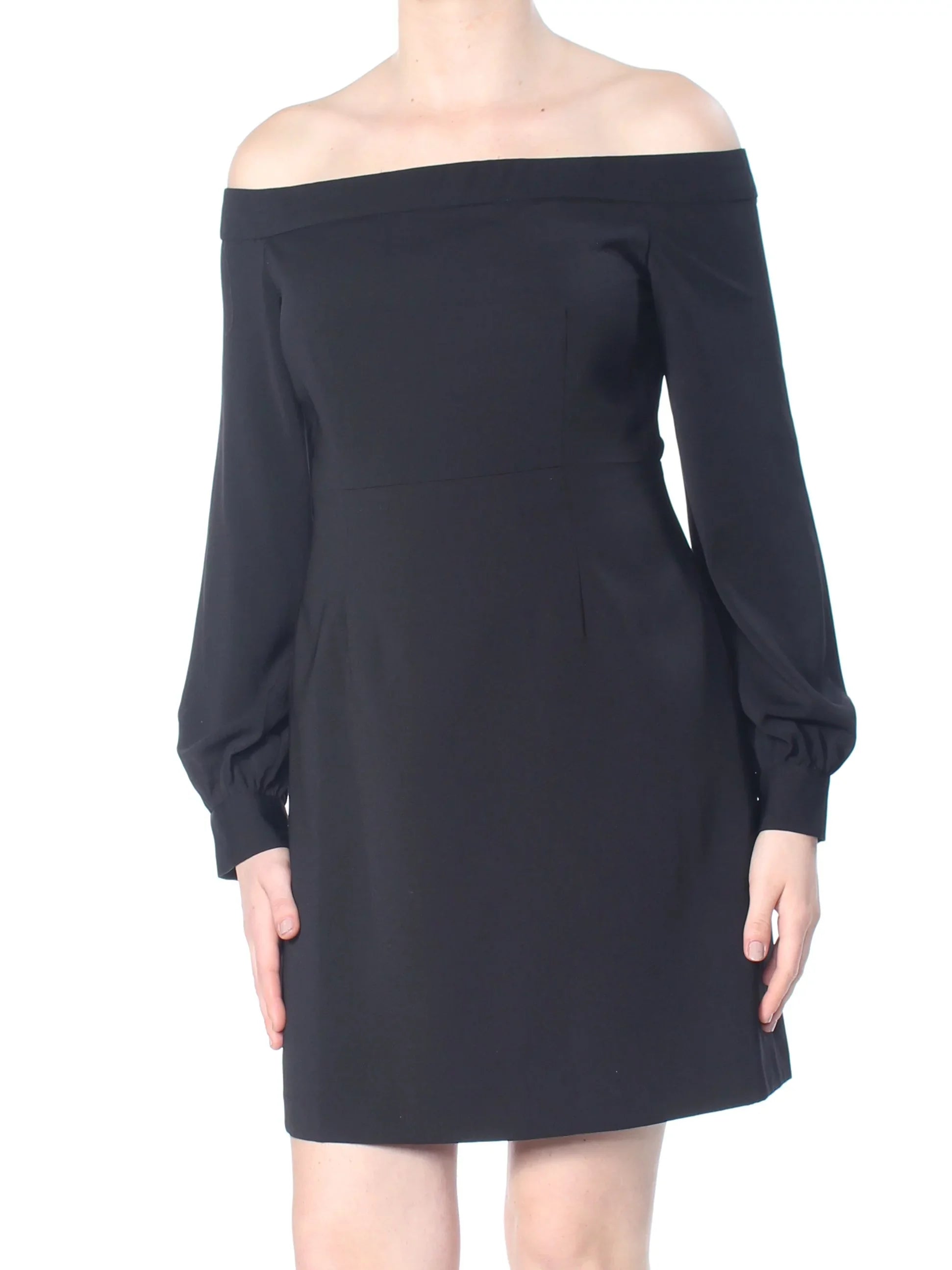 JILL SizeTUART $298 Womens Black Zippered Darted Off Sizehoulder Sizeheath Dress 8 B+B