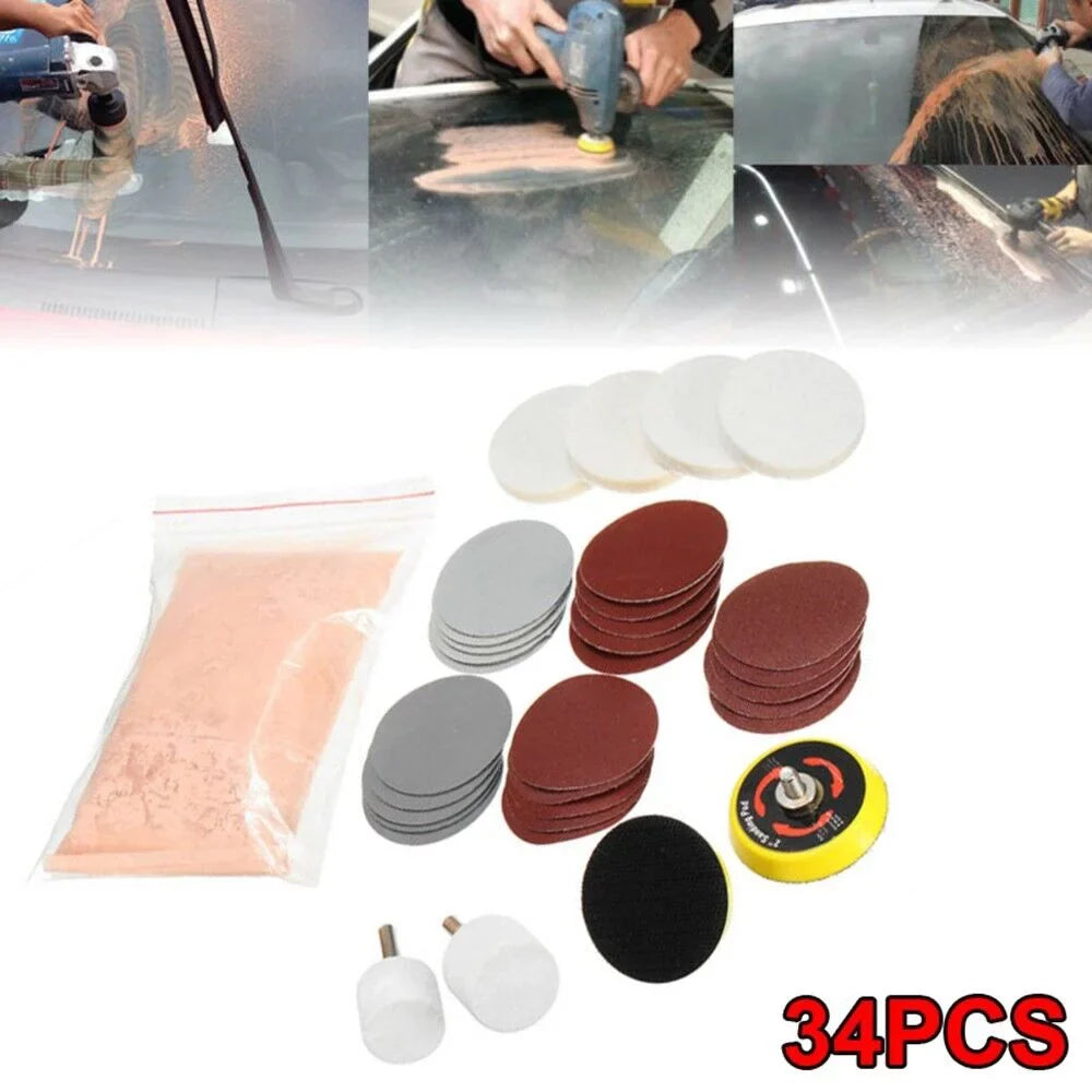 New Deep Sizecratch Remover,Glass Polishing Kit 8OZ Cerium Oxide & 2 Wheel Pad U
