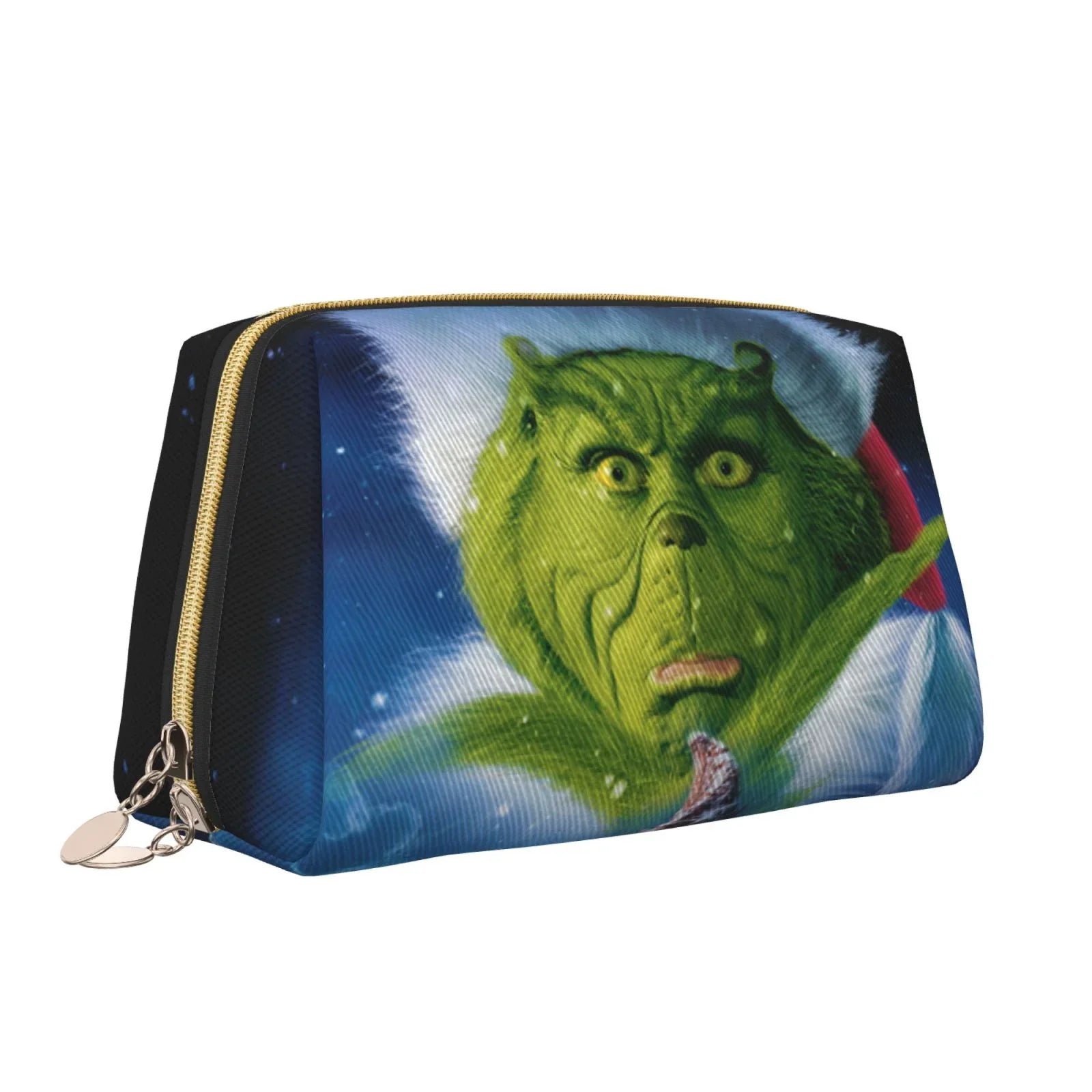 The Grinch Christmas Cosmetic Bag Makeup Organizer Leather Portable Pouch Gift Travel Toiletry Bag Sizetorage Purse