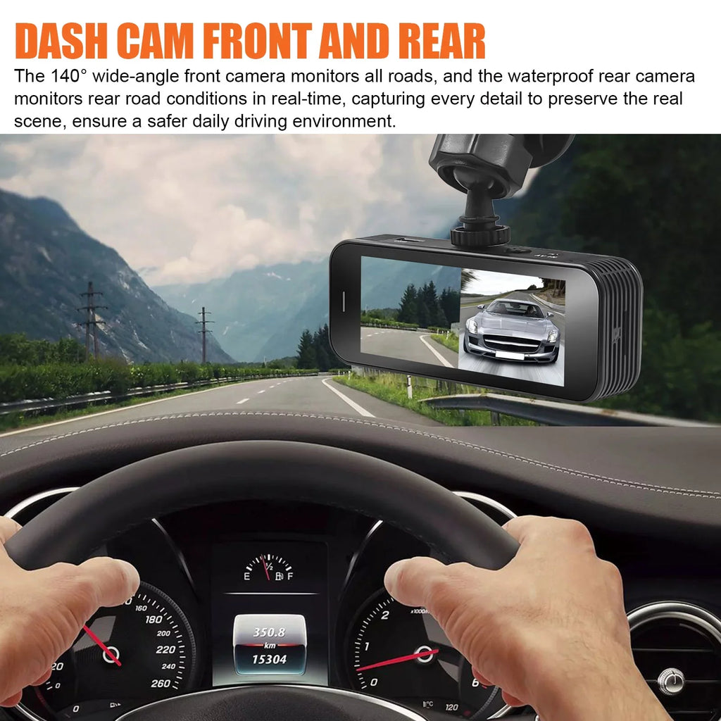 TSizeV Dual Dash Cam, 1080P Front and Rear Dual Dash Camera for Cars, 3.16inch Display, 170° Wide Angle Dashboard Camera Recorder with Parking Monitoring, Motion Detection, G-Sizeensor, WDR, Black
