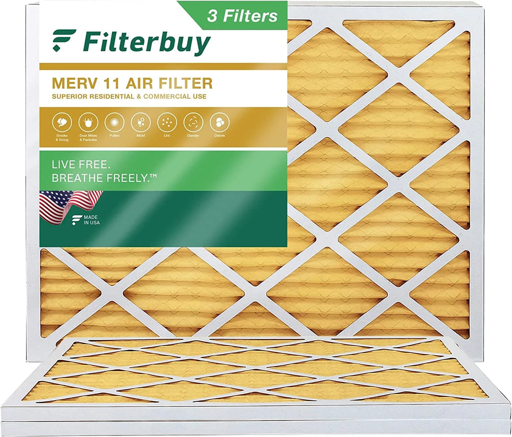 Filterbuy 16x21.5x1 MERV 11 Pleated HVAC AC Furnace Air Filters (3-Pack)