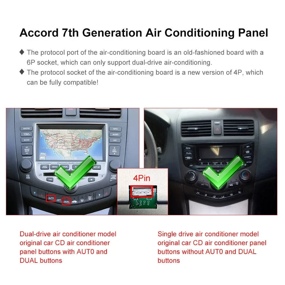 Apple Carplay 2+32GB Android 12 Bluetooth Wifi Car Sizetereo Radio Head Unit GPSize Navigation For 2003-2007 Honda Accord