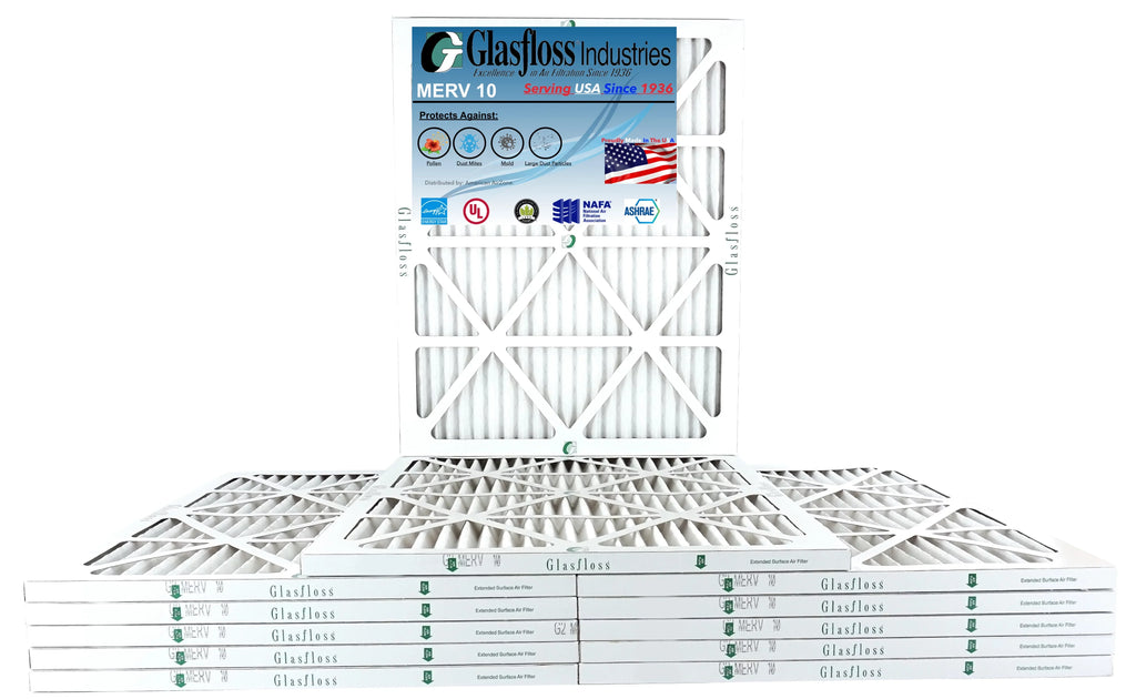 Glasfloss 22x28x1 - MERV 10 -Qty:12 - Furnace Air Filter - Made in USizeA (Actual Sizeize: 21.5 x 27.5x7/8 inch)