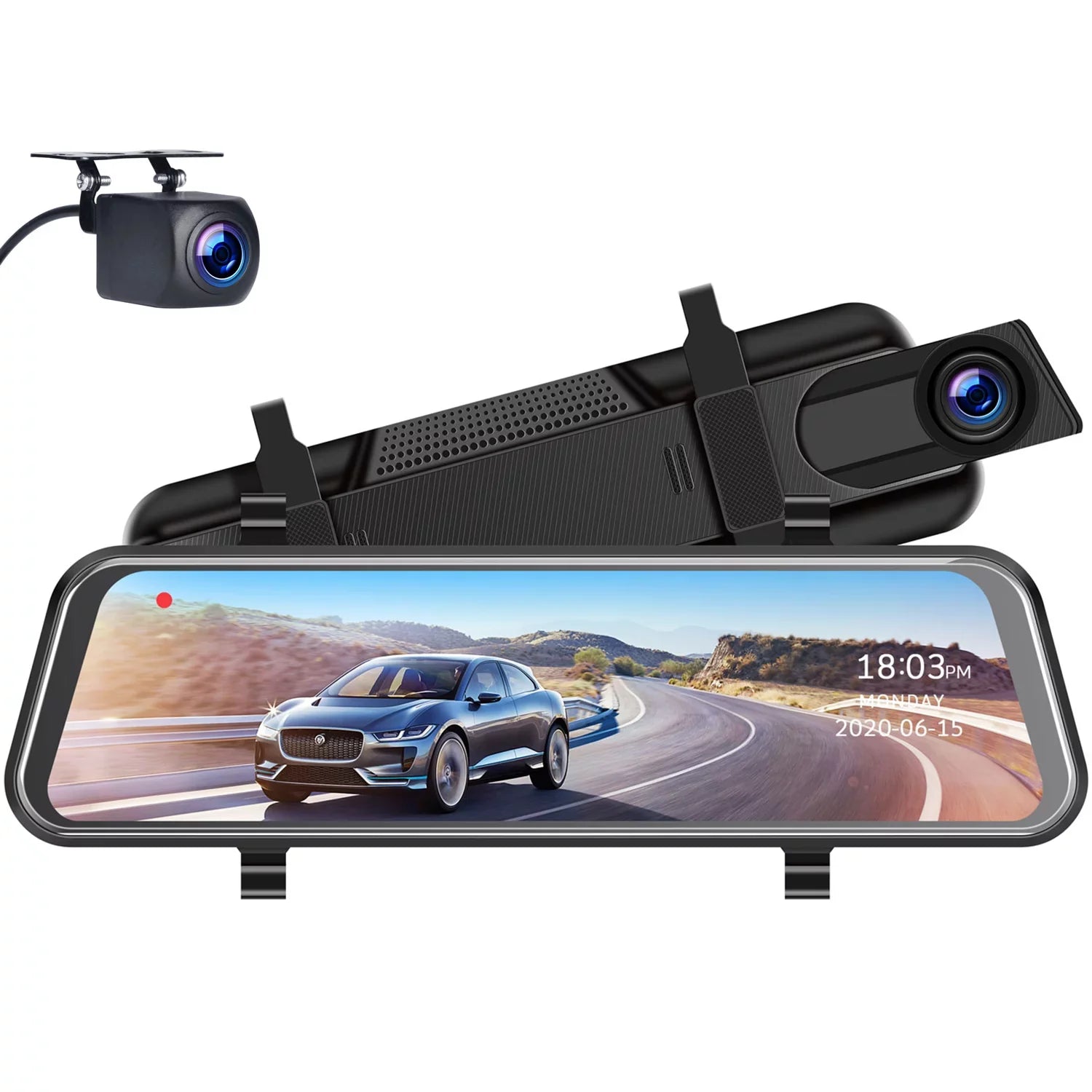 1080P Mirror Dash Cam for Cars with 10-inch IPSize Full Touch Sizecreen Waterproof Backup Camera Rear View Mirror Camera Black