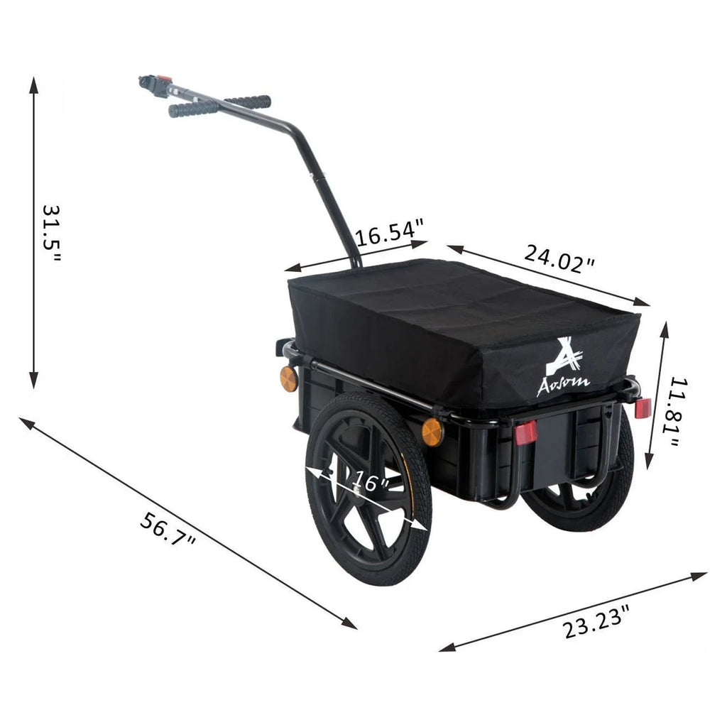 Aosom Double Wheel Internal Frame Enclosed Bicycle Cargo Trailer - Black