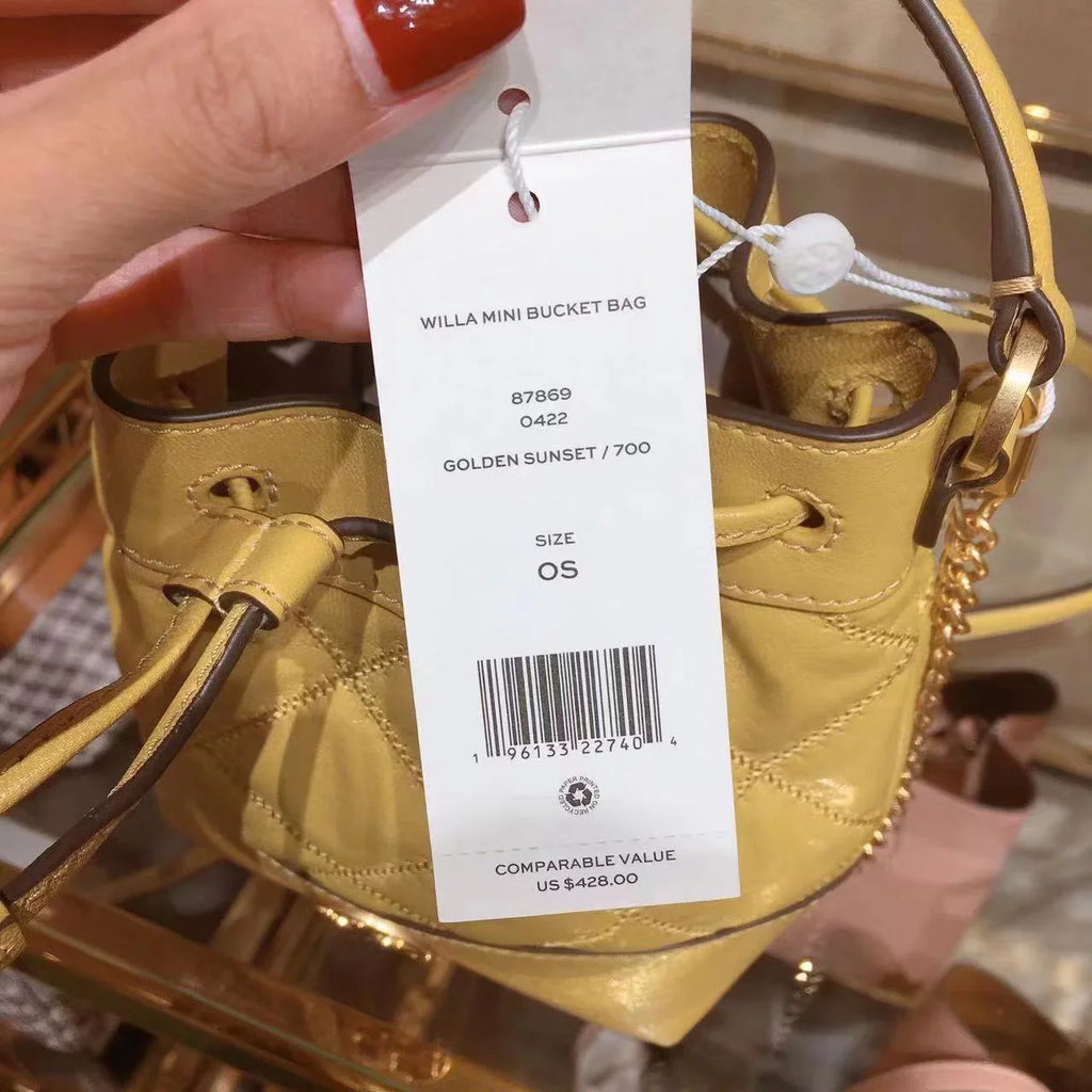 Tory Burch 87869 0422 Willa Mini Drawstring Bucket Sizehoulder Bag Golden Sizeunset