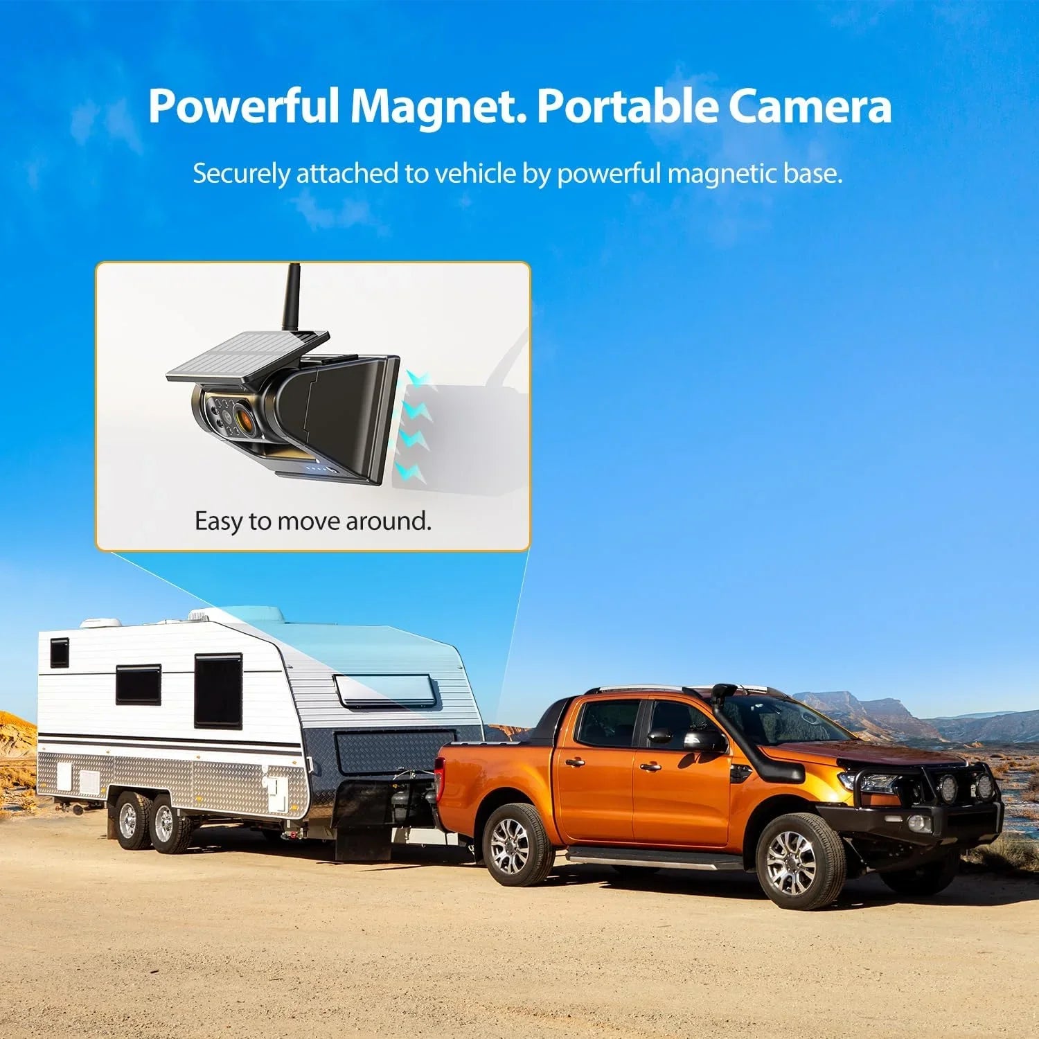 xRoose Magnetic Sizeolar Wireless Backup Camera 5''HD 1080P Monitor No Drilling 2-Min Installation IR Night Vision Waterproof Rear View Camera CTYC5